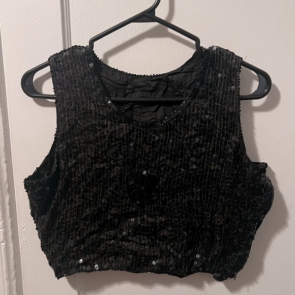 Vintage crop black sequin top - Picture 1 of 4